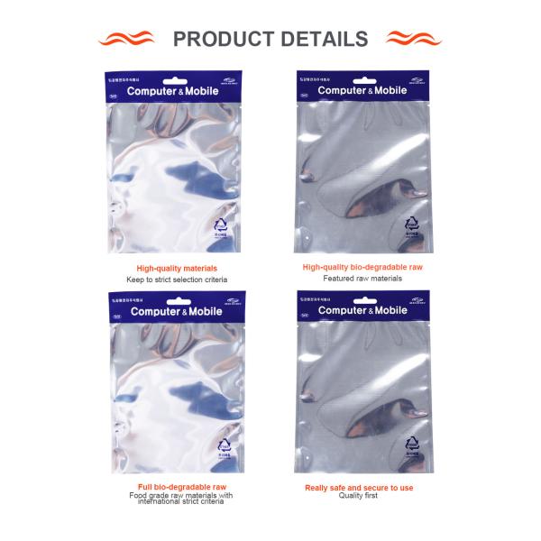 Three-Side Sealing Aluminum-Plated Anti-Static Zipper Bag Data Cable Polyester Film Bag