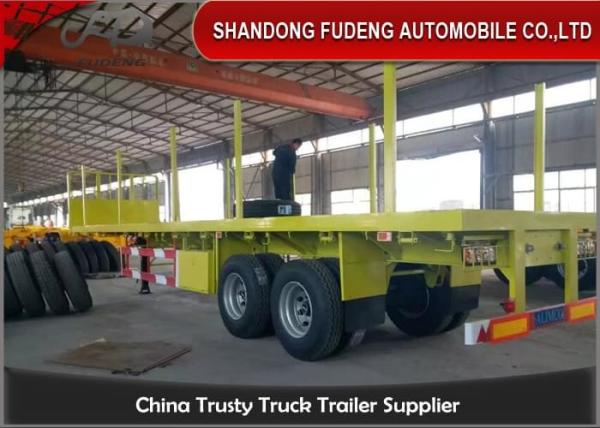 Three Axles 40 Feet Flatbed Container Trailer With Upright Front Board Trailer