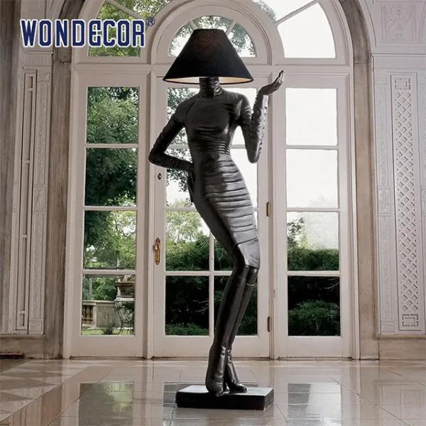 Дама Лампа Скульптура художественной бронзы металла таможни крытая декоративная