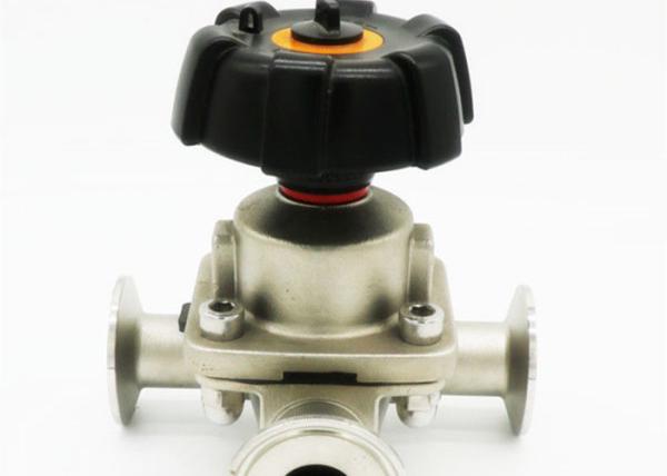 Three Way Manual Diaphragm Valve TP316L Stainless Steel Material For Beverage
