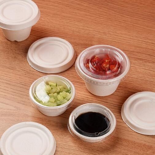 1oz Degradable Eco Friendly Sauce Cup Made from Sugarcane Pulp and Straw Pulp for OEM