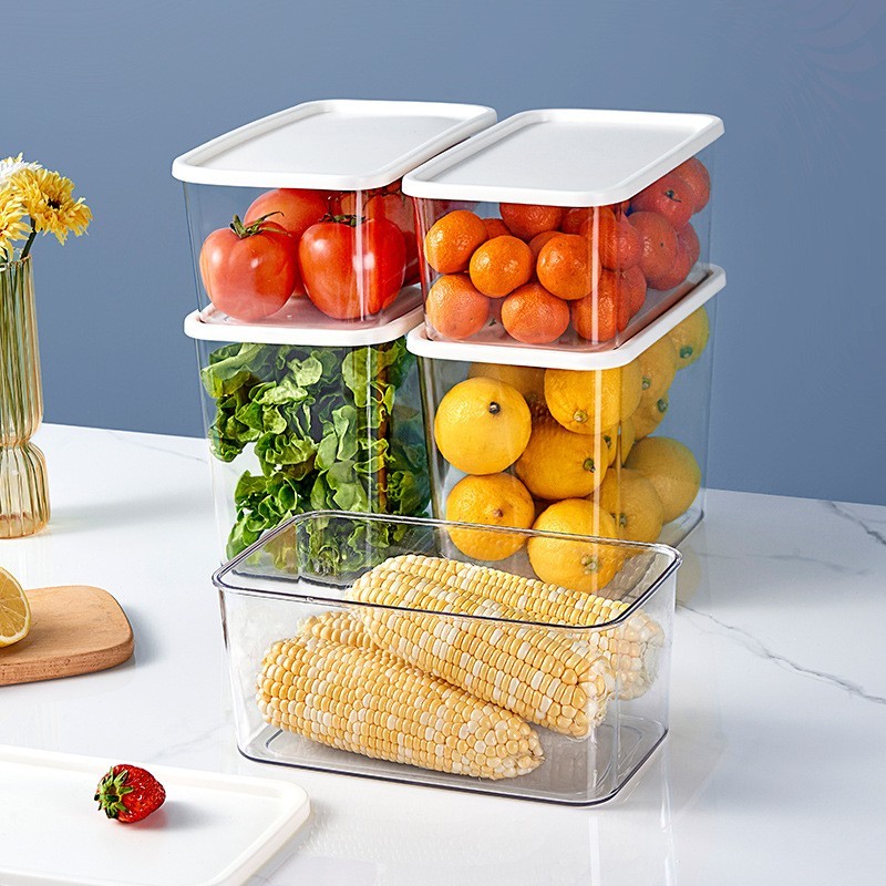 Plastic sealed Jar Cereal Cereal Kitchen Snack Refrigerator Storage Box with Lid Dustproof square sealed Box for Snacks