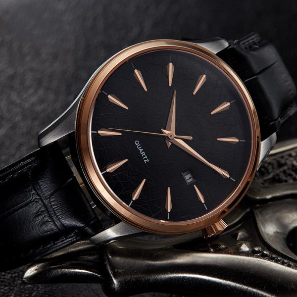 30M Waterproof Top Layer Cowhide Leather Couple Watch