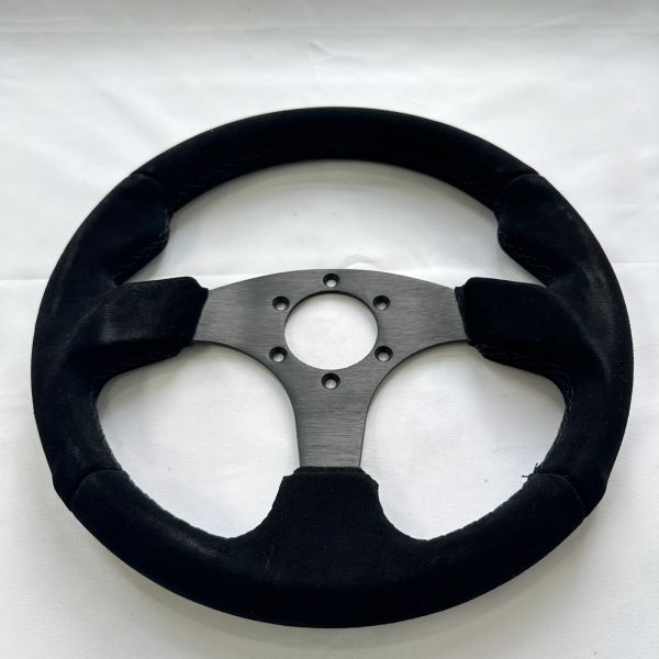320mm Flat Bottom Lightweight Steering Wheel Black Suede For Drift & Racing Cars
