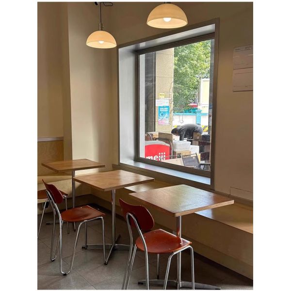Nordic Style Cafe Tables and Chairs for Milk Tea Shops Internet Celebrity Snack Bars Handcrafted From Iron Art Ocean Board Wood