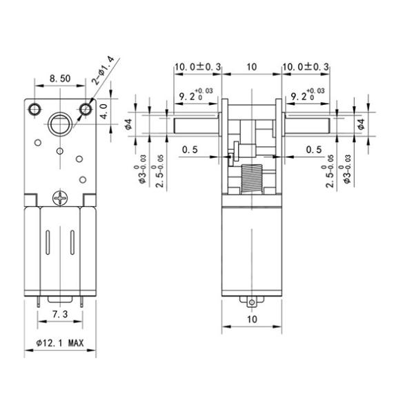 12mm N20 40rpm DC Gear Motor Mini Double Shaft Worm Gear Motor High Torque