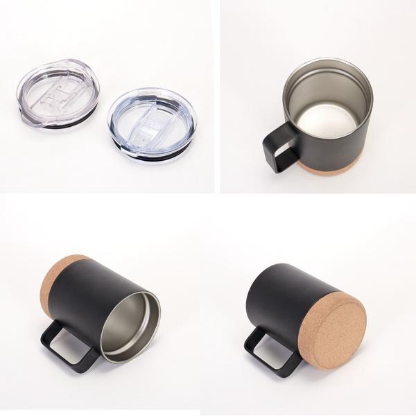 Stainless Steel Vacuum Insulated Coffee Mug with Cork Base 12oz 16oz Wide Mouth Design
