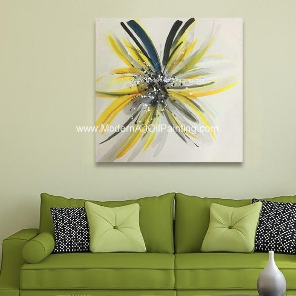 Modern Hand Painted Flower Paintings Fashion Square Abstract Art Canvas Paintings