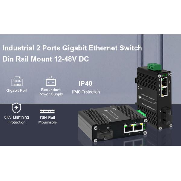 Industrial SC Ethernet to Fiber Media Converter 2-Port 10/100/1000BASE-T for Industrial Networks -40℃~75℃