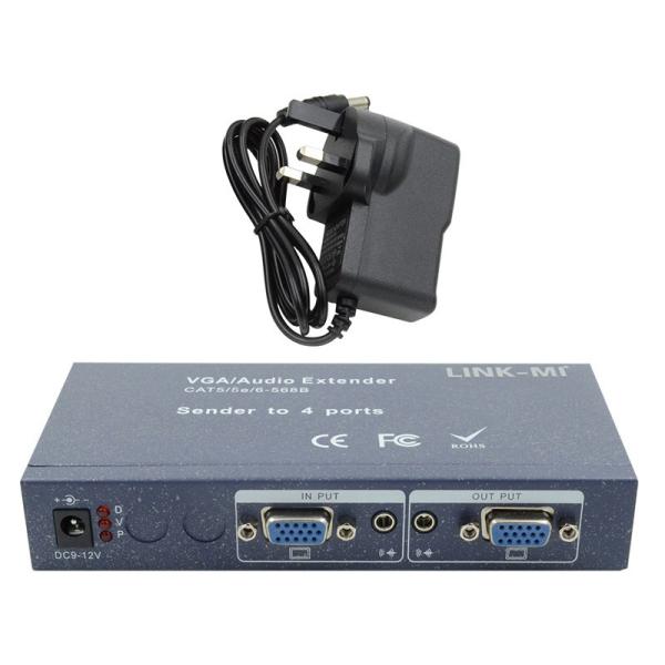 15pin 4 Port VGA Extender 1 To 4 VGA Splitter 4 Channels Video UTP Extender