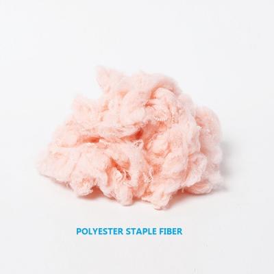 Fibra de poliéster reciclada desbastada comprimida que tinge o material de enchimento cor-de-rosa