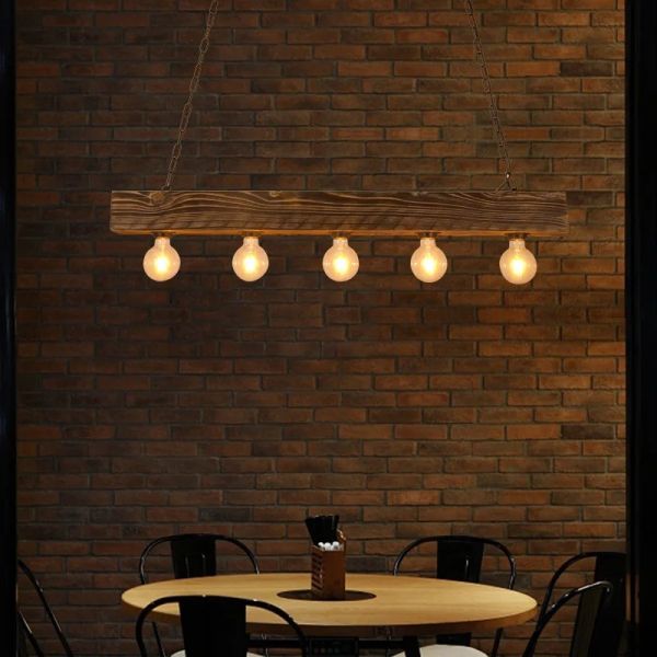 Creative Industrial Style Restaurant Living Room Pendant Light Vintage Solid Wood Chandelier (WH-VP-322)