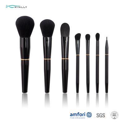 Grupo de escova sintético 7pcs do tamanho do curso do cabelo do punho do metal com virola de alumínio