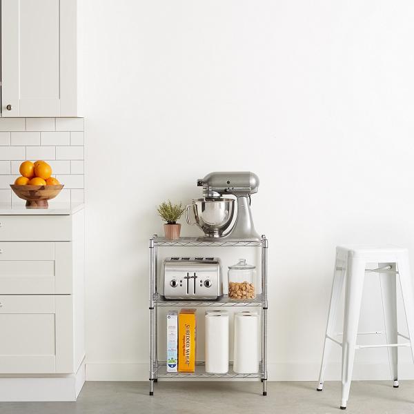 2 Tier 12” Deep Chrome Light Duty Home Kitchen Wire Shelving Units With NSF Certification