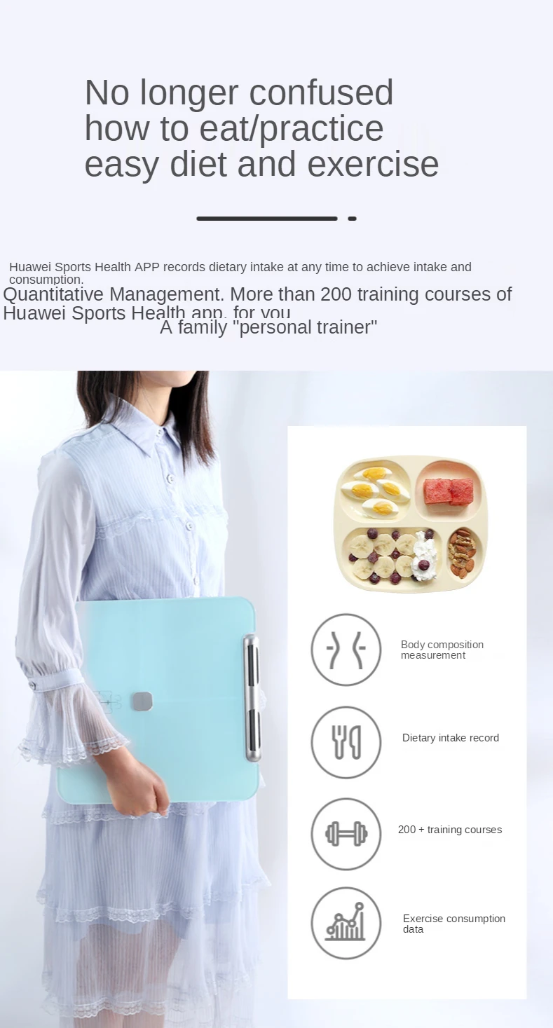 Huawei Smart Body Fat Scale 3 Pro Informe de composición del cuerpo redondo Escala de grasa corporal Bluetooth Wifi Conexión doble