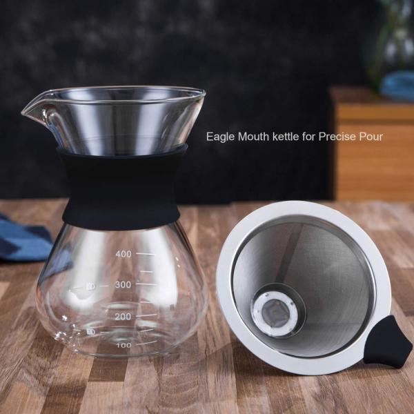 Custom Portable Pour Over Coffee Maker With Permanent Stainless Steel Filter Set