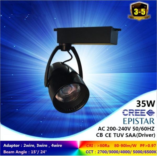 AC230V 2700K-6500K 15W-40W black/white LED track light with 12°15°24° lens in shop spotlight