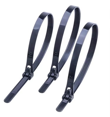 Reusable 200mm  Black Self-locking Nylon 66 Zip Tie Wrap Plastic Wire Binding Straps Cable Ties
