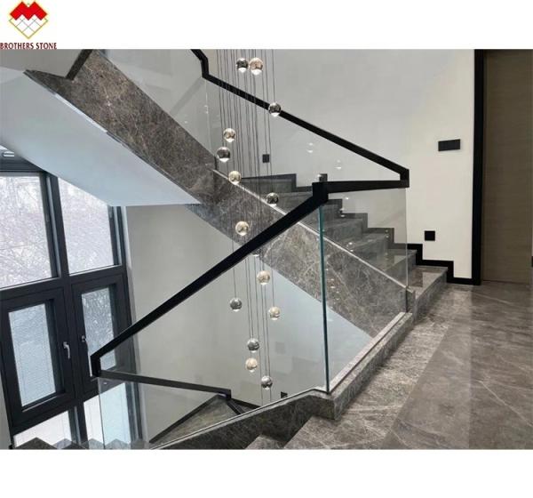 LED Stair Light Straight Spiral Marble Steps with Natural Marble Stone Stair Material