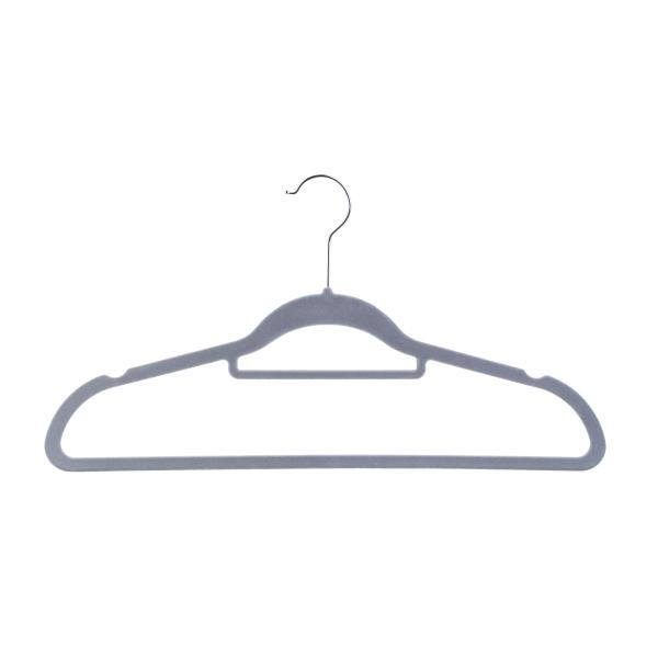 17 Inch Velvet Felt Covered Coat Hangers With Bar