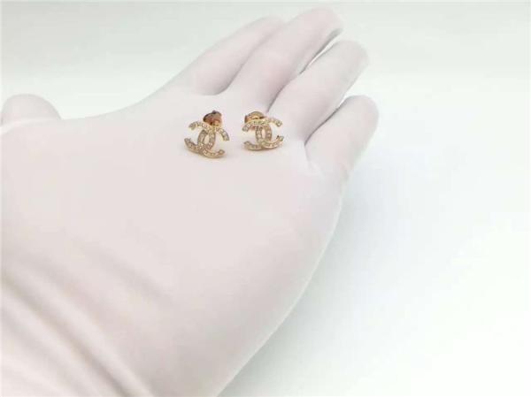  Logo Earrings in 18K White Gold Pave Diamonds Fashion Lady Jewelry Global Shipping