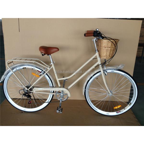 Vintage Lady Bike with Basket Red Color Low Step Through Hybrid 5 Speed Comfort Cruiser