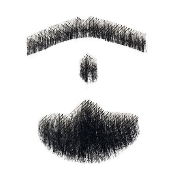 Full hand-woven fake beards, seamless men's fake mustaches, human hair-like fake eyebrows, and sideburns for film and television props