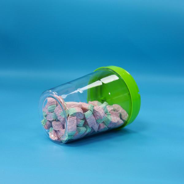 Large Round Green Handle Caps Candy Transparent PET Plastic Food Jars