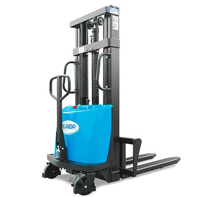 Semi-elétrico empilhador 1500kg (3300lbs) Material de armazenamento Manutenção de elevação Altura 4000mm 157 polegadas Walkie Palet empilhador portátil