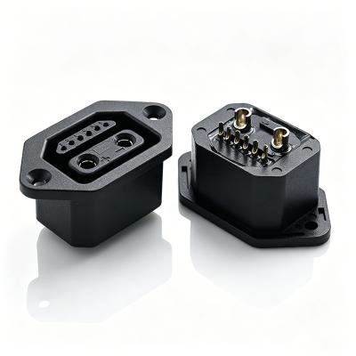 40A AC 2+6 Power Socket Connector 72V 3000 Cycles Industrial