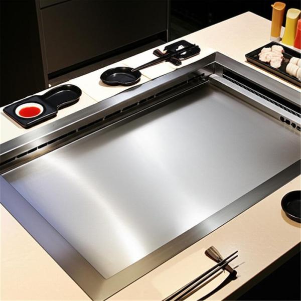 Custom Stainless Steel Teppanyaki Grill Table 1200x850mm