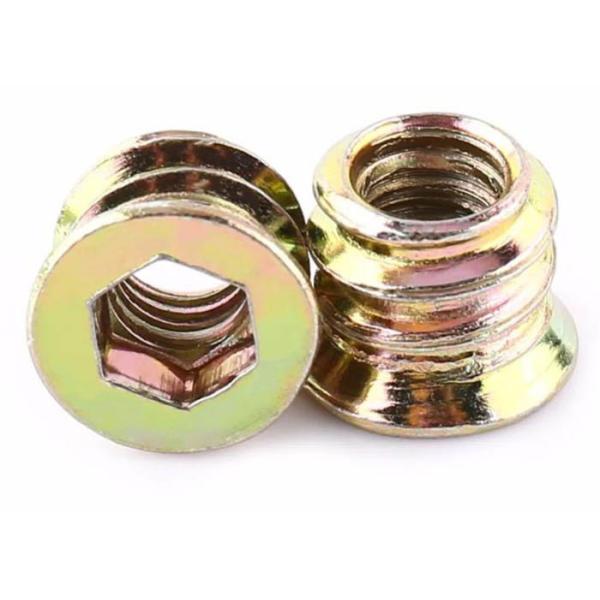 M2 M5 M6  Yellow Coating Hexagon Flat CSK Head Insert Metal  Nut Steel C1010 C1035