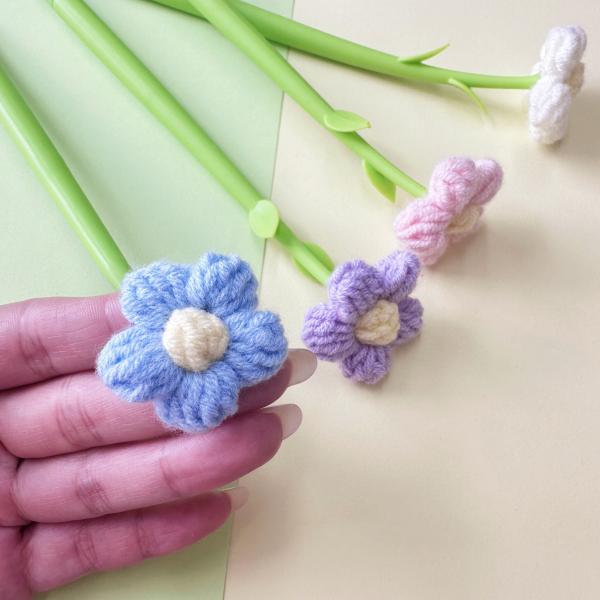 New Silicone Lucky Daisy Neutral Pen Knitted Flowers Creative Gel Ink Pens