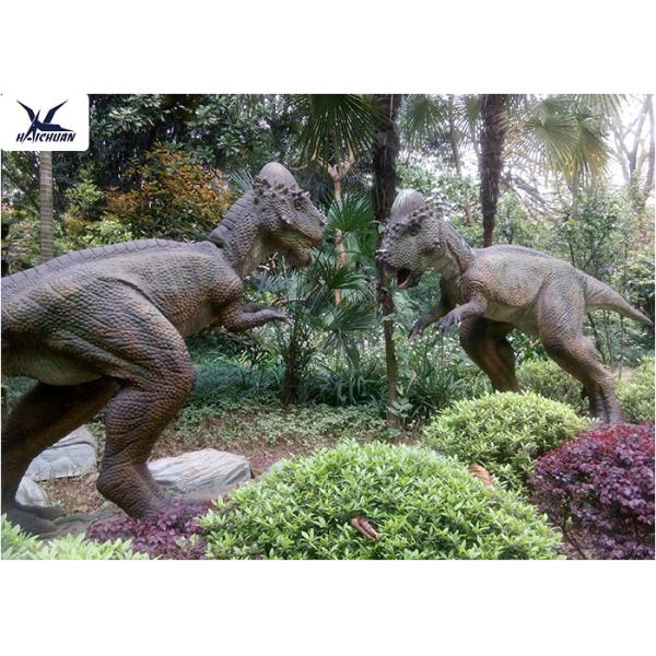 Playground Exhibition Twins Dinosaur Lawn Decorations For Theme Park