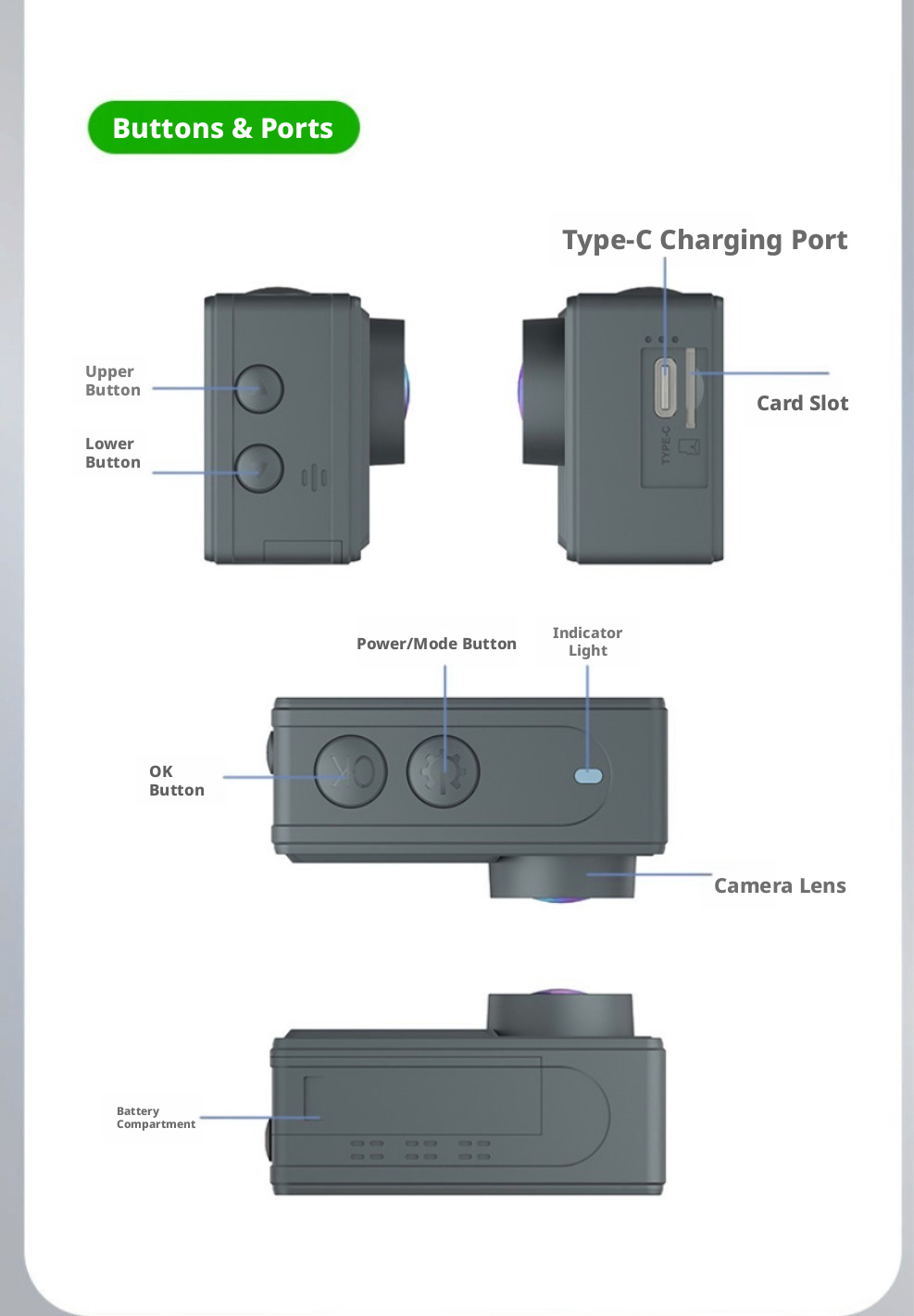 DLC M40TRW 5K Dual Screen Action Camera Waterproof WiFi Remote External Microphone Supported Outdoor Vlog Recording Wide Angle