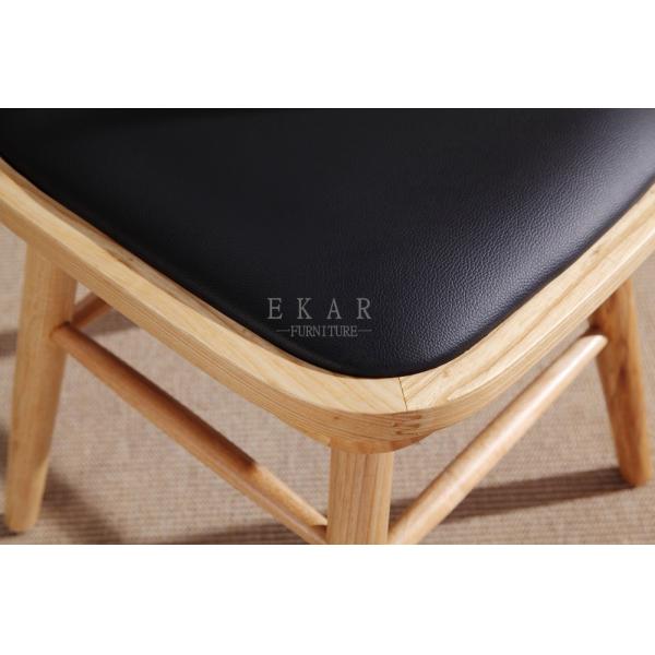 Pu Leather Ash Wooden Frame High Back European Upholstered Dining Chair