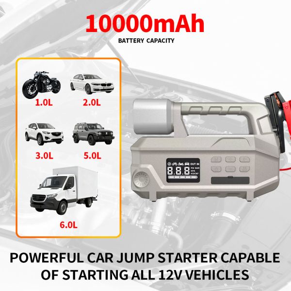 Charger Jump Starter Power Portable Tires Air Compressor 10000mAh Automobile Battery Jump Starter Car Battery