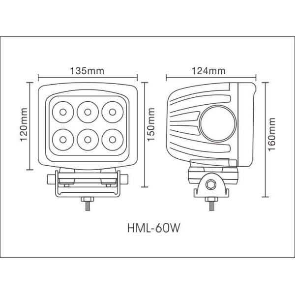 Good quality 60 watt automotive led work lamp for SUV,JEEP,Truck HCW-L6060