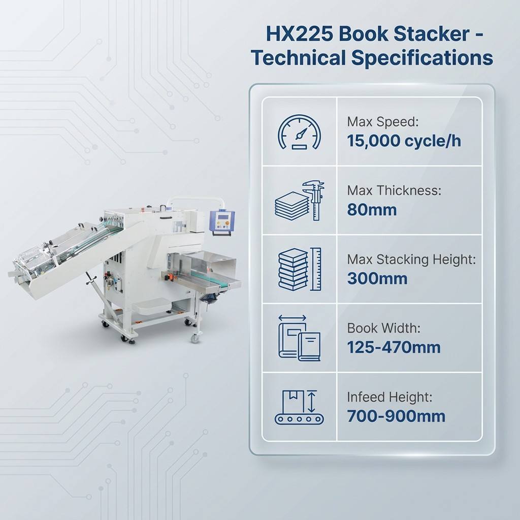 HX225 Perfect Bindery Book Stacker for Thick Books Up To 80mm After Hot Melt Binding Machines