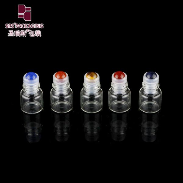 1ML 2ML Glass Bottle With Gold Cap Steel Ball Roll-On Bottle Perfume Roll-On Small Capacity Frosted Black Glass Bottle