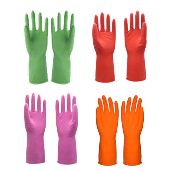 Roulez gifle les gants naturels de nettoyage de ménage de Flocklined de latex