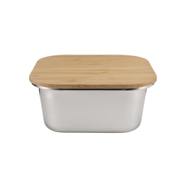 Microwavable Stainless Steel Food Storage Container With Bamboo Locking Lid
