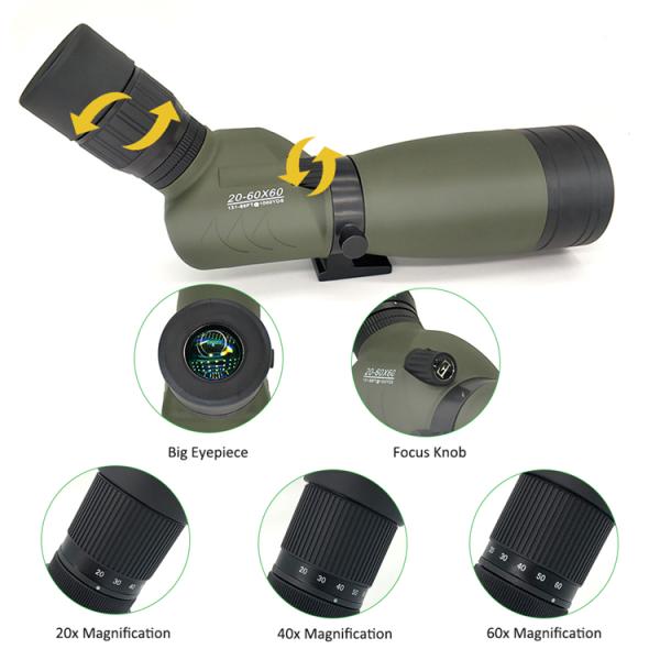 Olive Green Bird Watching Spotting Scope IPX7 ED 20-60x60