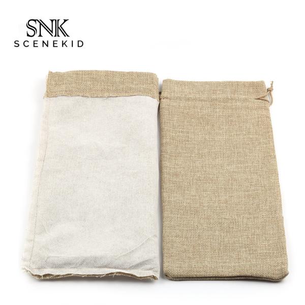 Cotton Pure Color Blank Drawstring Portable Wine Bottle Sleeve