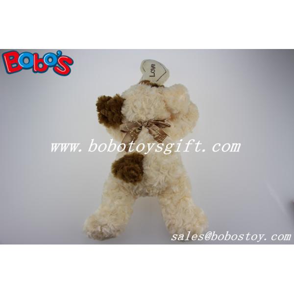 Cuddly Lying stuffed Brown Dog Animal With Tan Ear And Heart Pillow