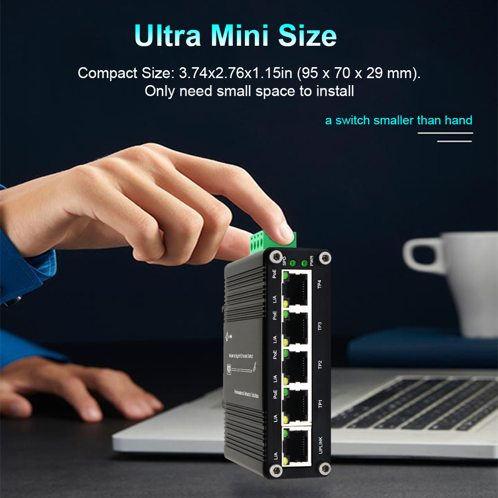 Мини-индустриальный 5 порт 10/100TX компактный наружный неуправляемый Din Rail Ethernet Switch