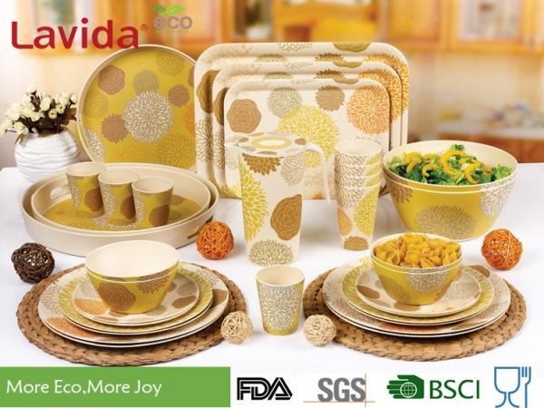 Popular Latest Design Bamboo Fiber Dinnerware Heat Resistance For BBQ Camping