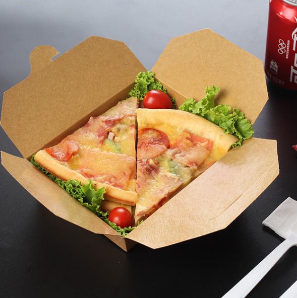 Leakproof lunch paper box for food packaging / biodegradable take away food kraft paper box