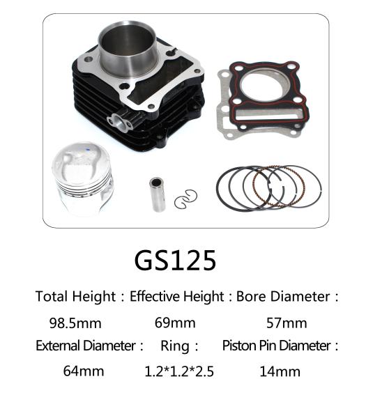 GS125--motorcyclecylinder kit with piston，piston ring，pin，clip and gasket