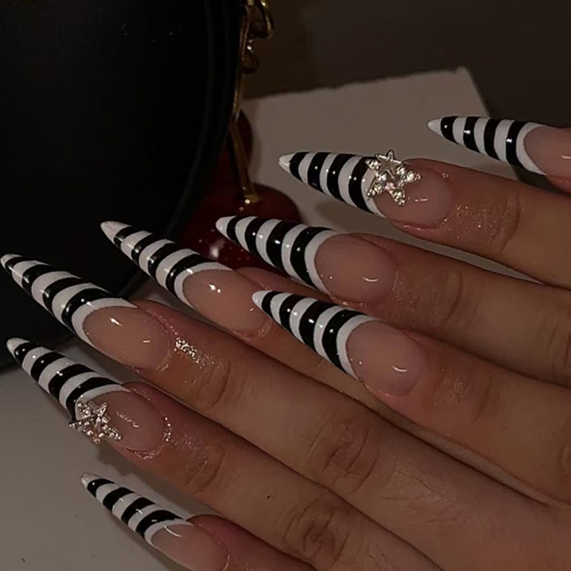 Stiletto French Fake Nails Private Label French Manicure False Nails